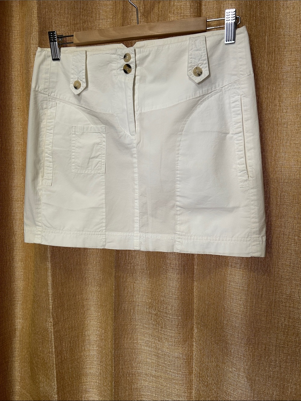 Theory Ivory Mini Skirt with Button Front Detail